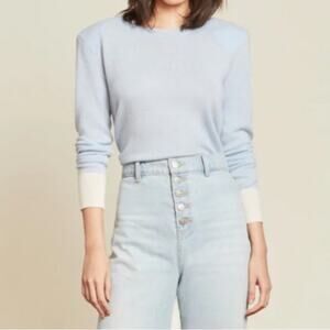 Veronica Beard Jovita Cashmere Sweater Light Blue Crewneck Pullover NWT Sz S